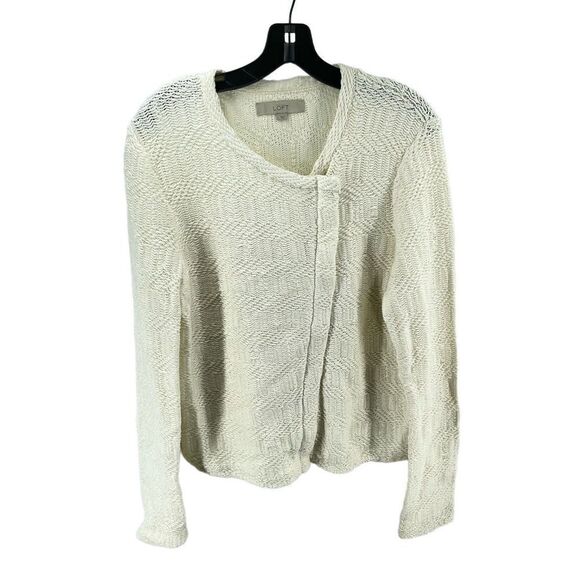 Loft cream jacket boho shacket chunky knit moto angle zip large - Picture 12 of 16